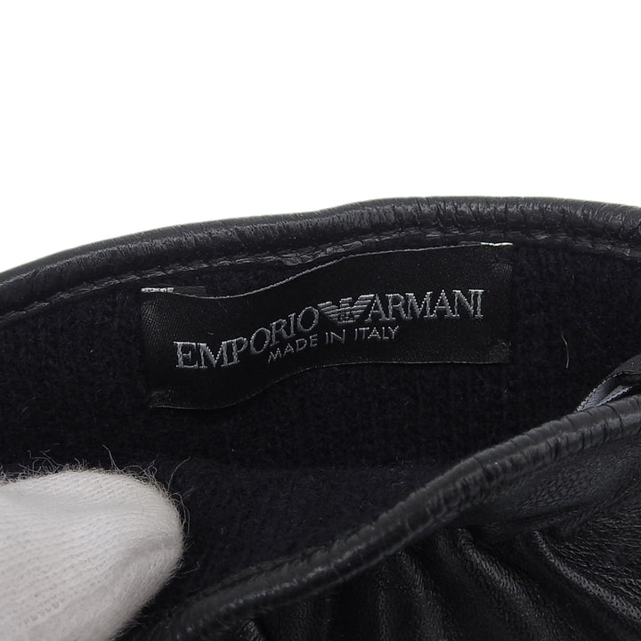 Pristine EMPORIO ARMANI gloves 624136 leather gloves black Lamb leather mens S