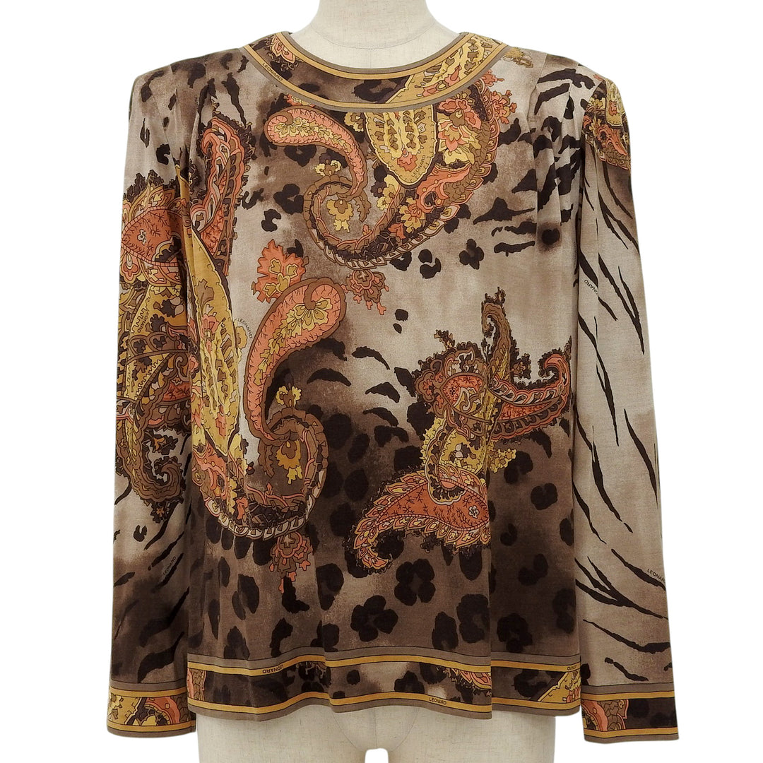 Excellent LEONARD FASHION tops Paisley Pattern Long Sleeve T-shirt Women L