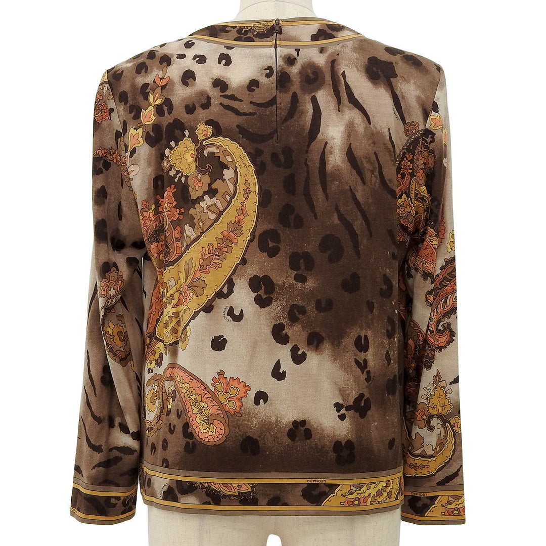 Excellent LEONARD FASHION tops Paisley Pattern Long Sleeve T-shirt Women L