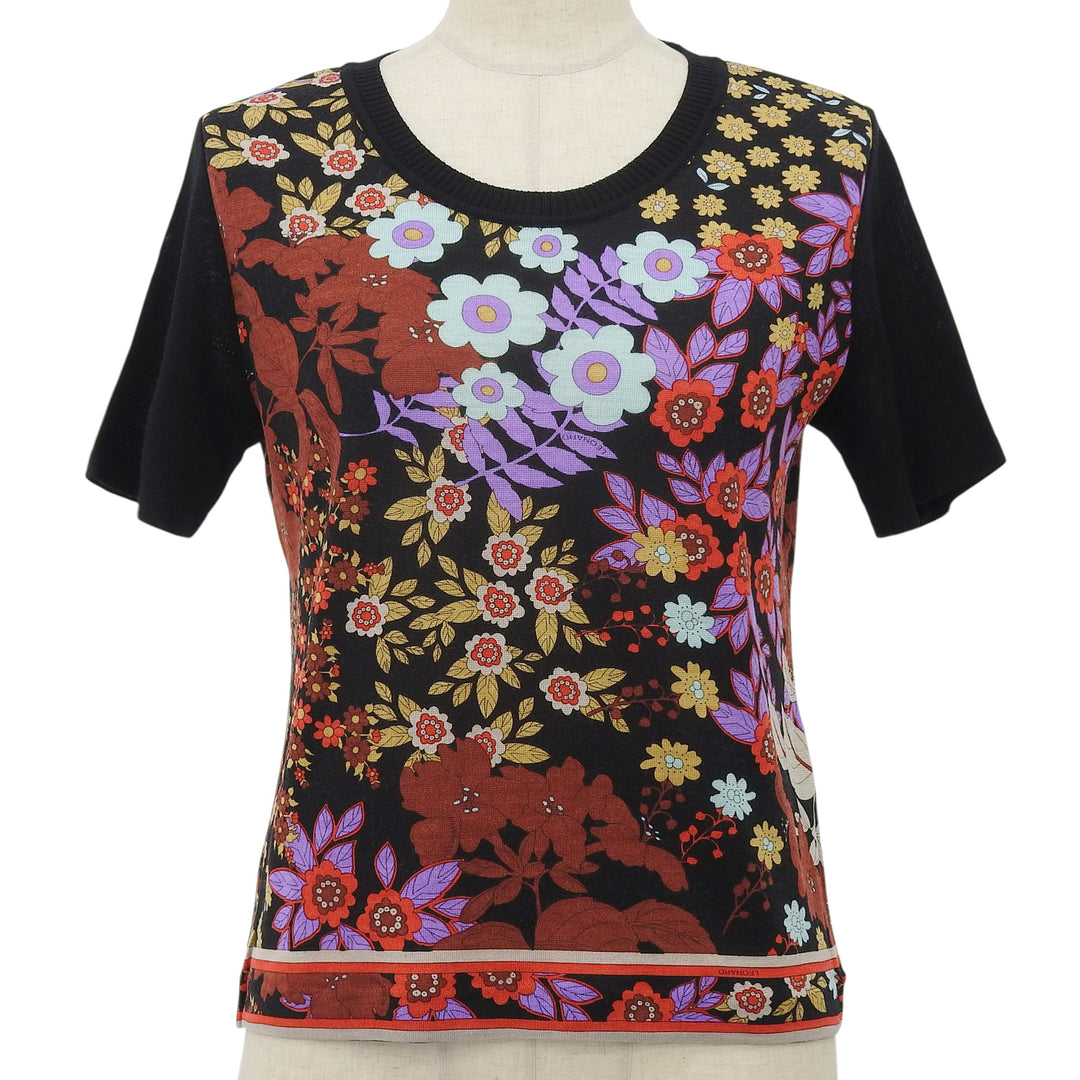 Great LEONARD FASHION Short sleeve knit black wool Women M