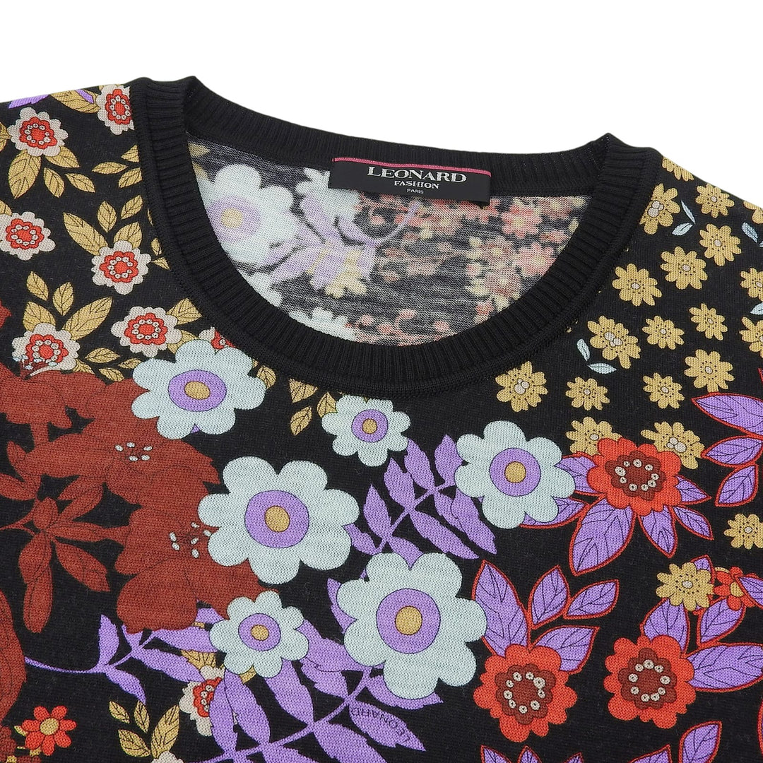 Great LEONARD FASHION Short sleeve knit black wool Women M