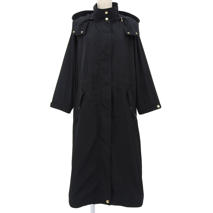 Great WOOLRICH coat ANORAK Gold Button Waist Shape Zip Long black S WWOU0651