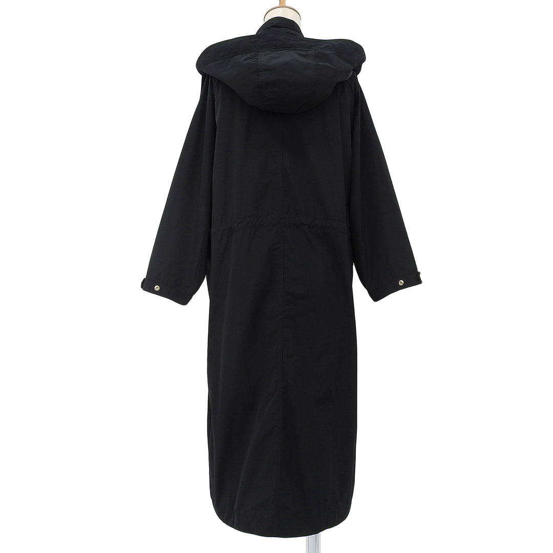 Great WOOLRICH coat ANORAK Gold Button Waist Shape Zip Long black S WWOU0651