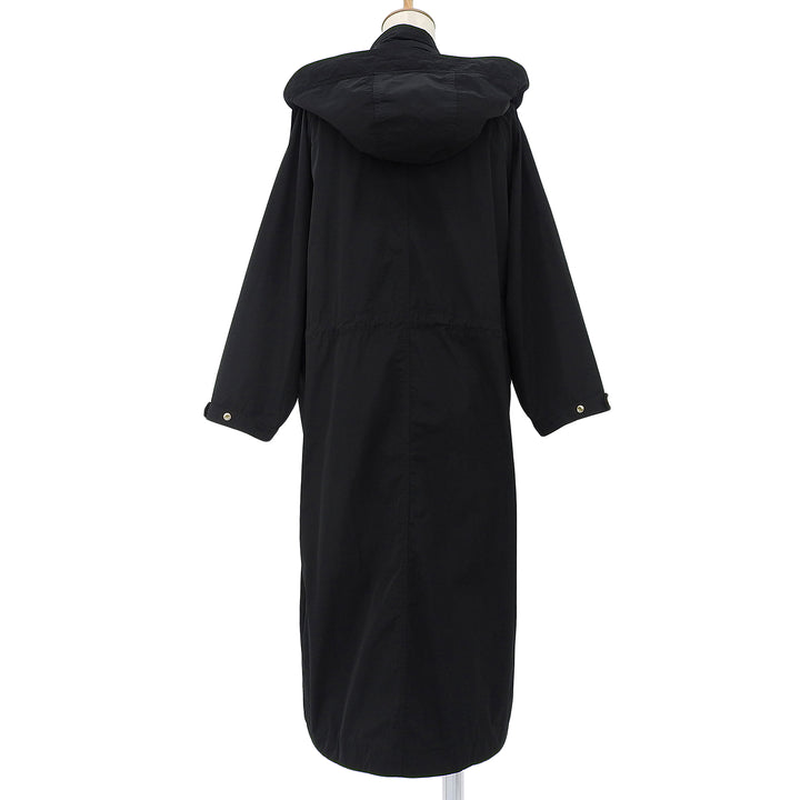 Great WOOLRICH coat ANORAK Gold Button Waist Shape Zip Long black S WWOU0651
