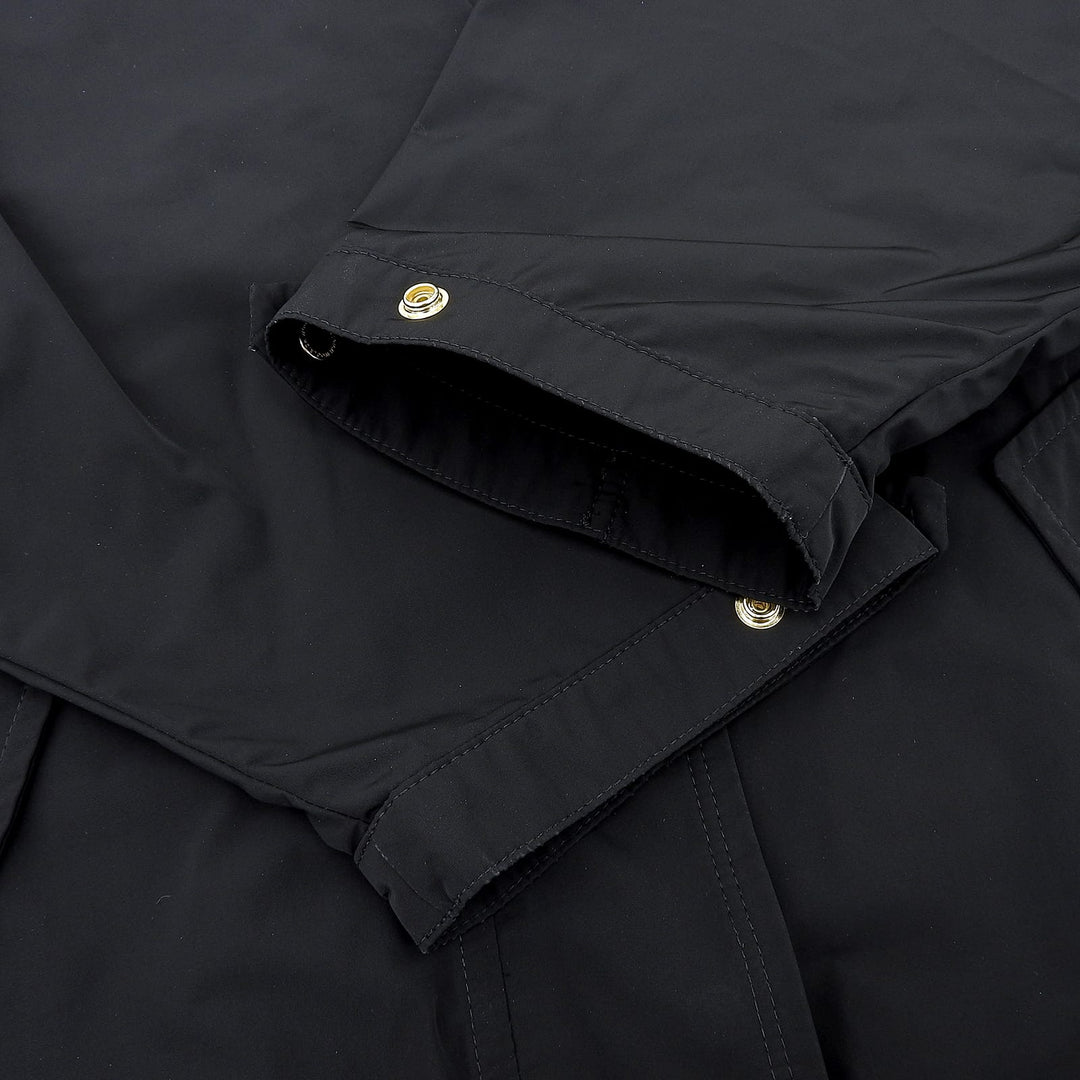 Great WOOLRICH coat ANORAK Gold Button Waist Shape Zip Long black S WWOU0651