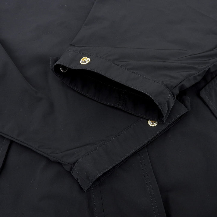 Great WOOLRICH coat ANORAK Gold Button Waist Shape Zip Long black S WWOU0651