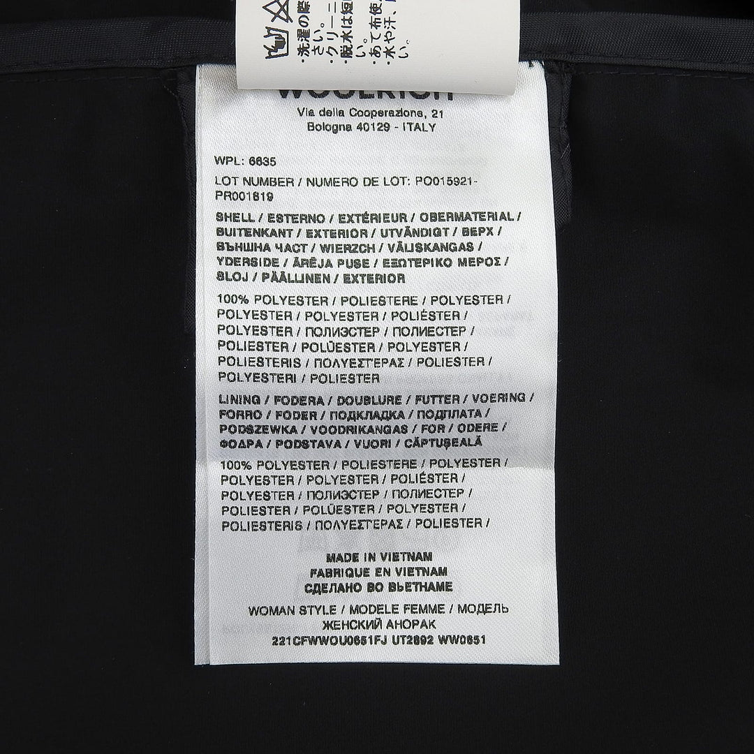 Great WOOLRICH coat ANORAK Gold Button Waist Shape Zip Long black S WWOU0651