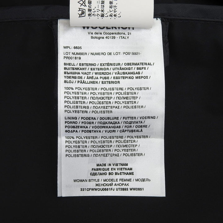 Great WOOLRICH coat ANORAK Gold Button Waist Shape Zip Long black S WWOU0651
