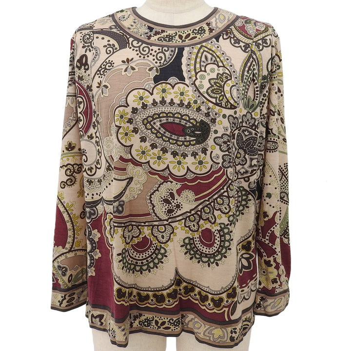 Great LEONARD FASHION T-shirt Paisley all-over print long sleeves Beige multi