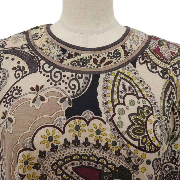 Great LEONARD FASHION T-shirt Paisley all-over print long sleeves Beige multi