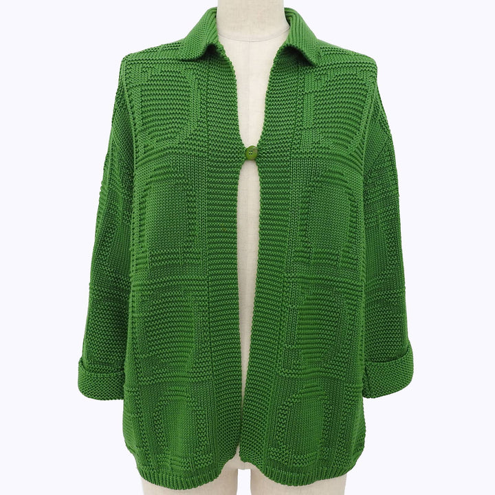 Great Salvatore Ferragamo cardigan Gancini woven pattern green cotton Women S