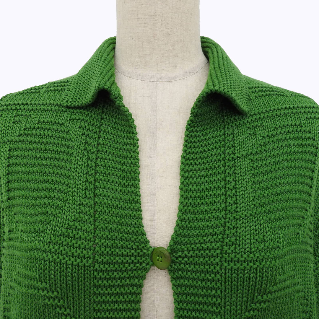 Great Salvatore Ferragamo cardigan Gancini woven pattern green cotton Women S