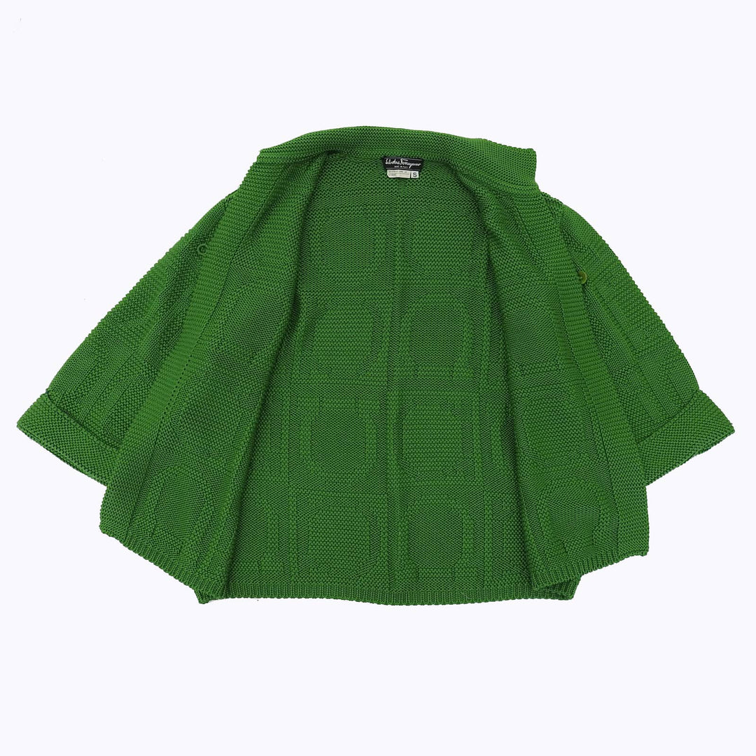 Great Salvatore Ferragamo cardigan Gancini woven pattern green cotton Women S