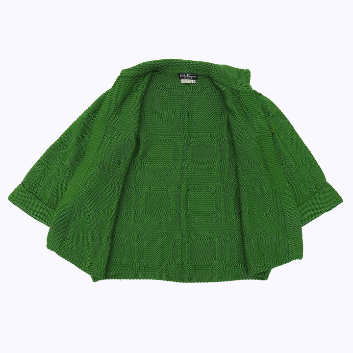 Great Salvatore Ferragamo cardigan Gancini woven pattern green cotton Women S