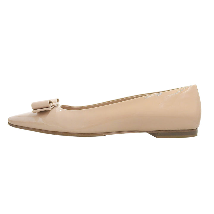 Excellent FERRAGAMO pumps Vara Ribbon Flats pink beige Patent leather Women 5.5