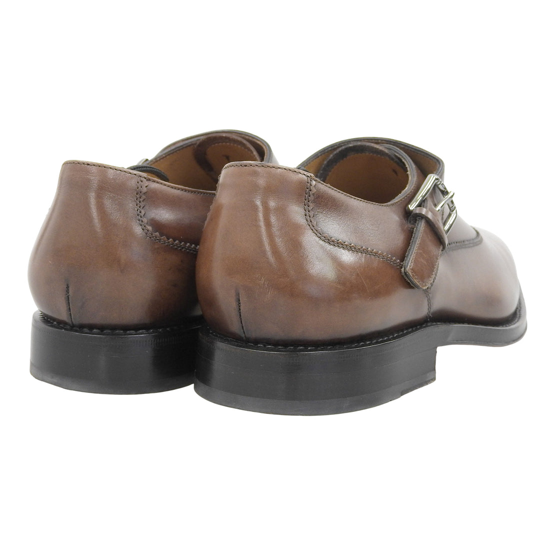 Great Salvatore Ferragamo Leather shoes Monk strap Brown leather mens 7
