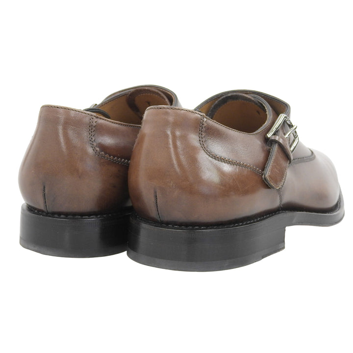 Great Salvatore Ferragamo Leather shoes Monk strap Brown leather mens 7