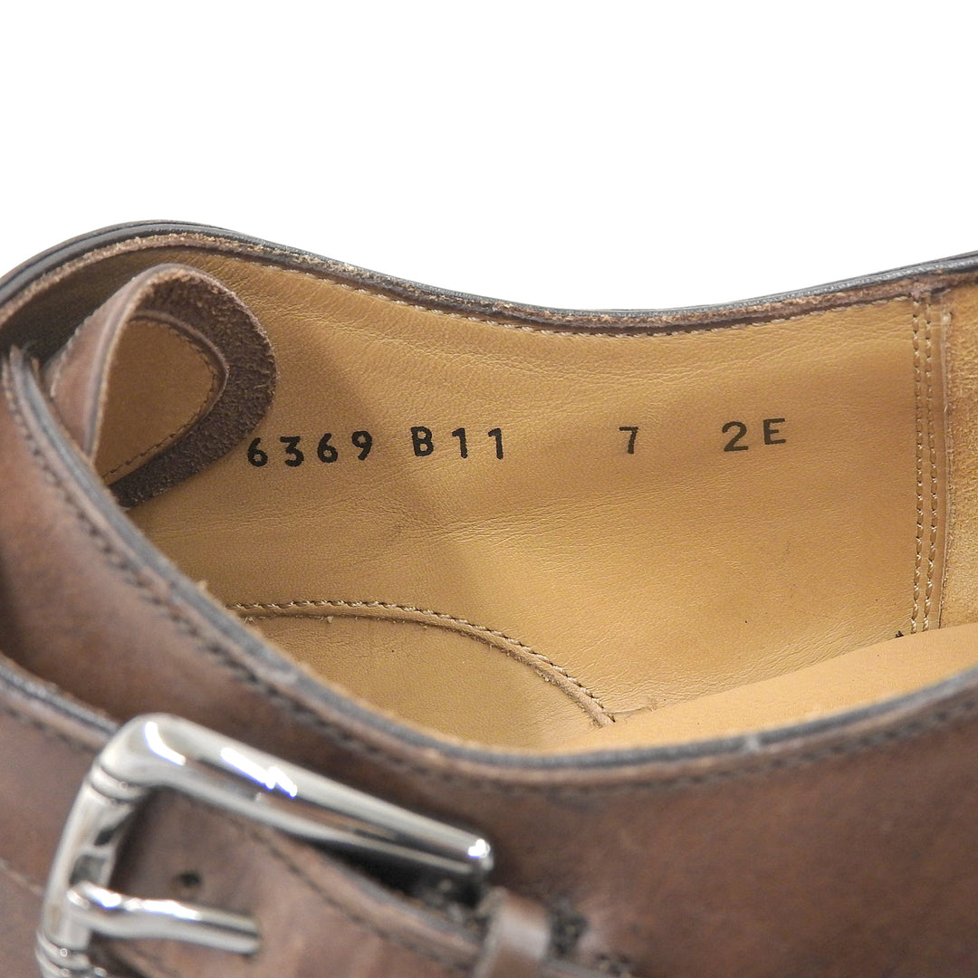 Great Salvatore Ferragamo Leather shoes Monk strap Brown leather mens 7