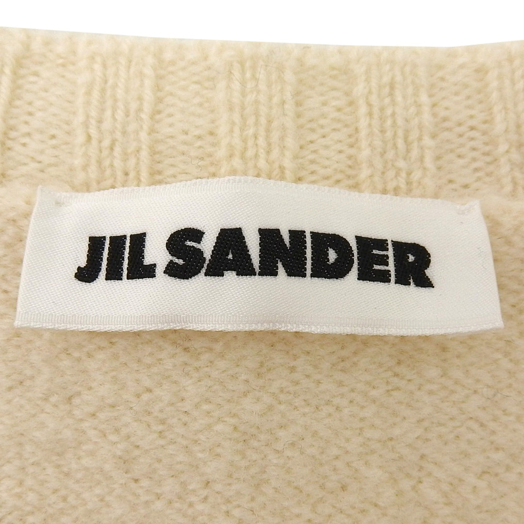 Excellent JIL SANDER knit floral appliqu sweater Ivory wool Women 34 J03Gold