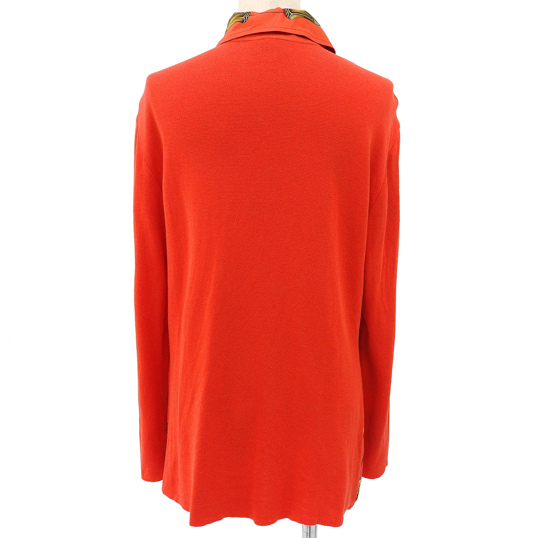 Great HERMES Long sleeve shirt Twill Reine Walking Stick Pattern Shell Button silk S