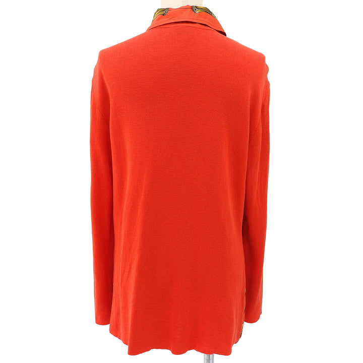 Great HERMES Long sleeve shirt Twill Reine Walking Stick Pattern Shell Button silk S