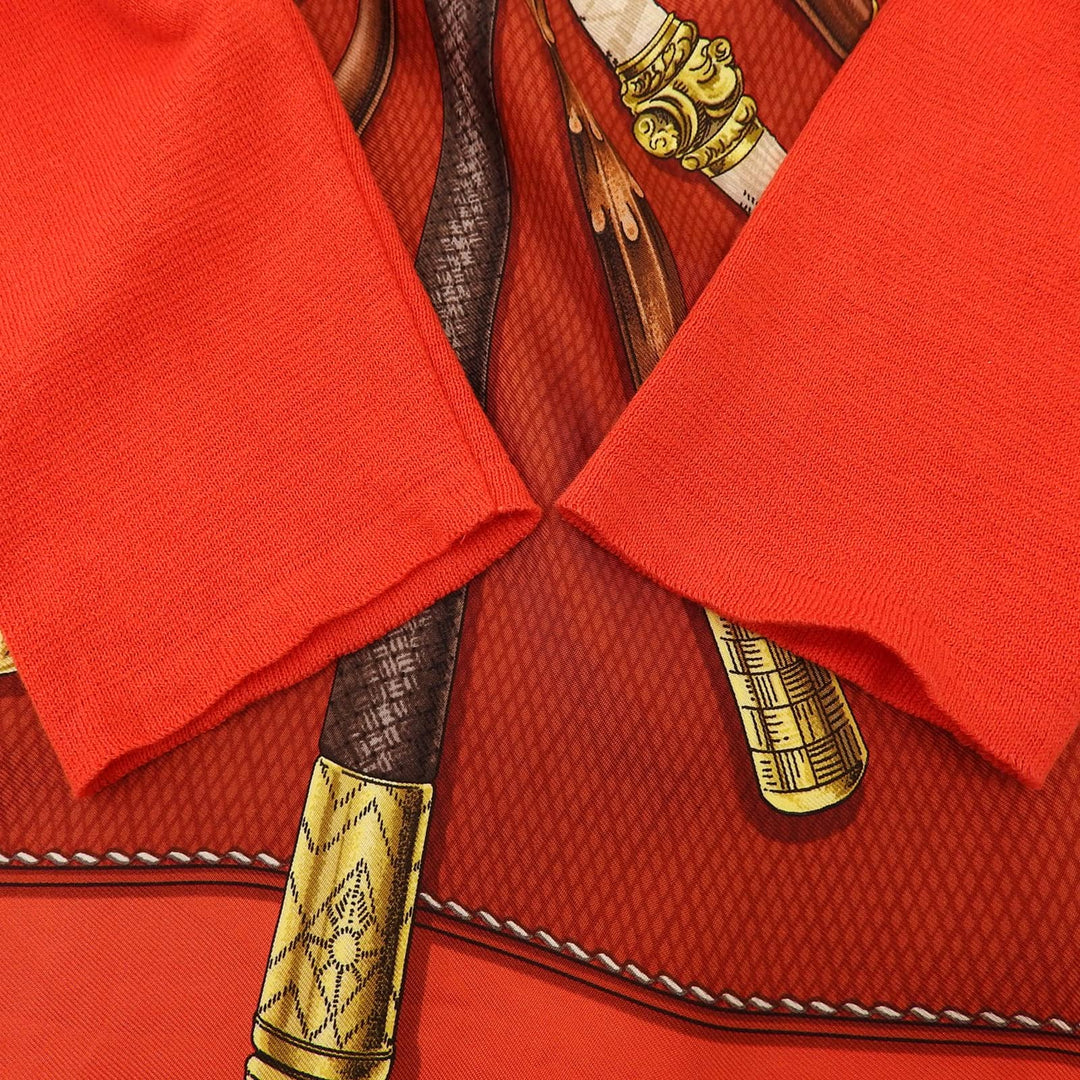 Great HERMES Long sleeve shirt Twill Reine Walking Stick Pattern Shell Button