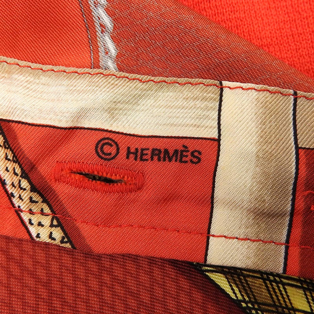 Great HERMES Long sleeve shirt Twill Reine Walking Stick Pattern Shell Button