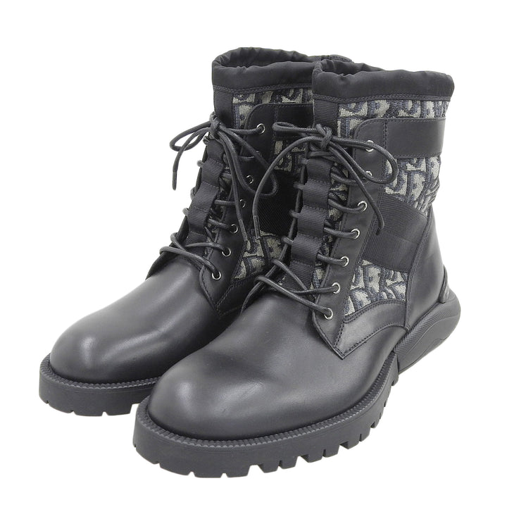 Pristine DIOR short boots Oblique High Top Combat black leather mens 41