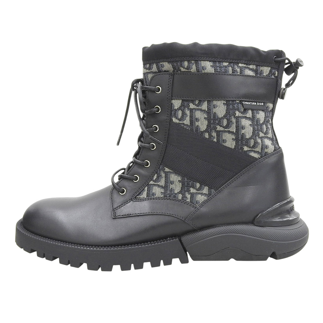 Pristine DIOR short boots Oblique High Top Combat black leather mens 41