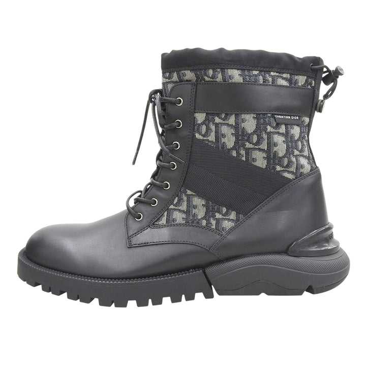 Pristine DIOR short boots Oblique High Top Combat black leather mens 41