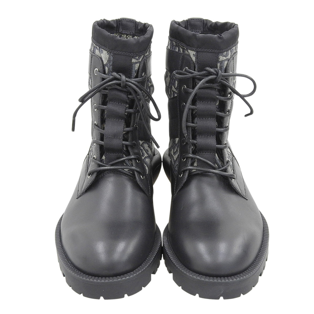 Pristine DIOR short boots Oblique High Top Combat black leather mens 41