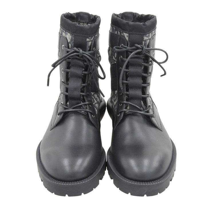 Pristine DIOR short boots Oblique High Top Combat black leather mens 41