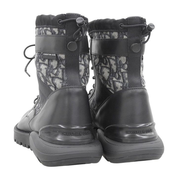 Pristine DIOR short boots Oblique High Top Combat black leather mens 41