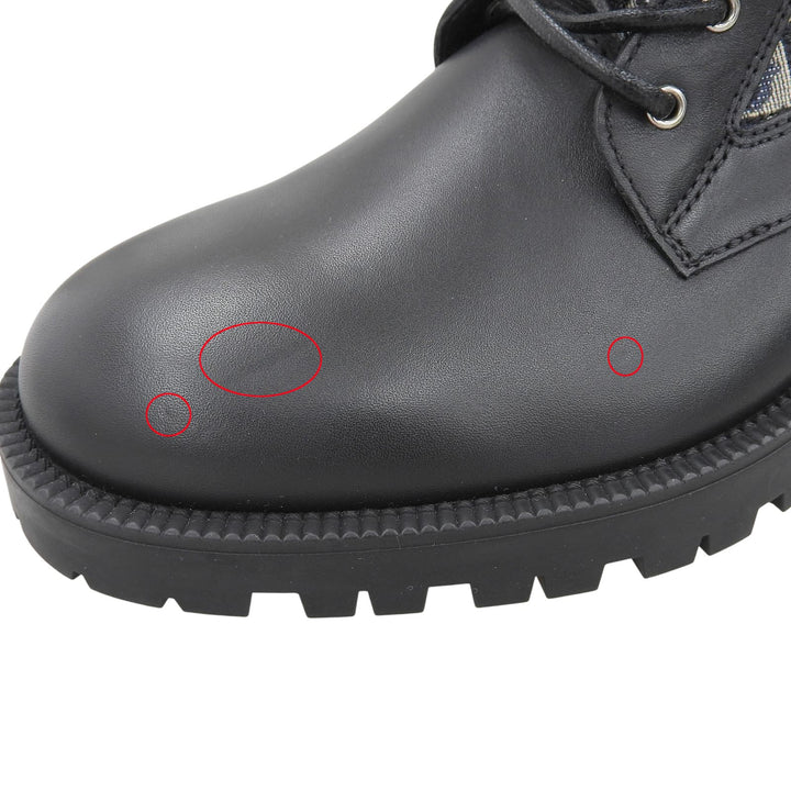 Pristine DIOR short boots Oblique High Top Combat black leather mens 41