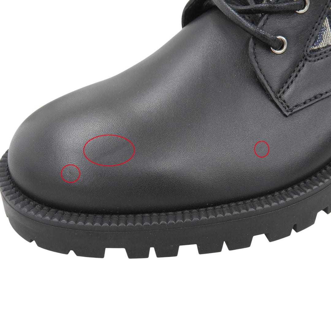Pristine DIOR short boots Oblique High Top Combat black leather mens 41
