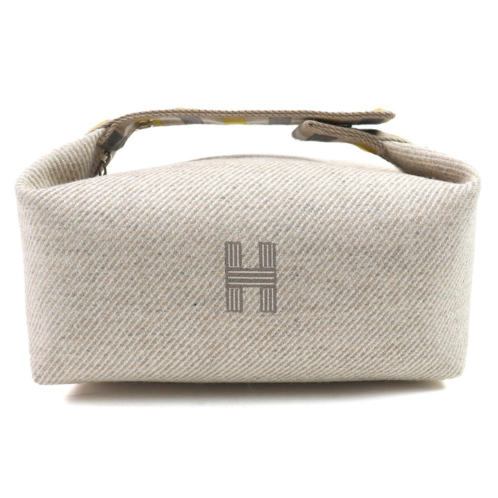 Pristine HERMES Pouch BRIDE A BLACK PM OC Serie Button Handbag wool