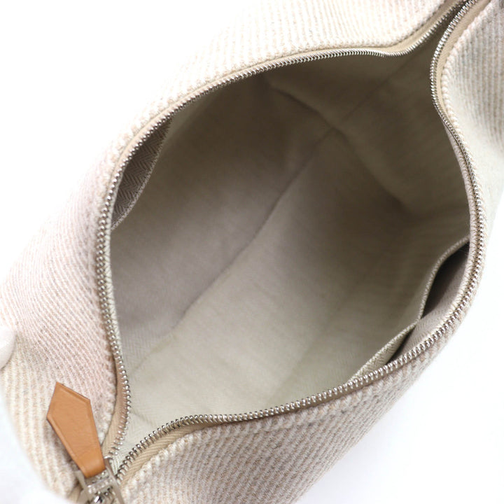 Pristine HERMES Pouch BRIDE A BLACK PM OC Serie Button Handbag wool