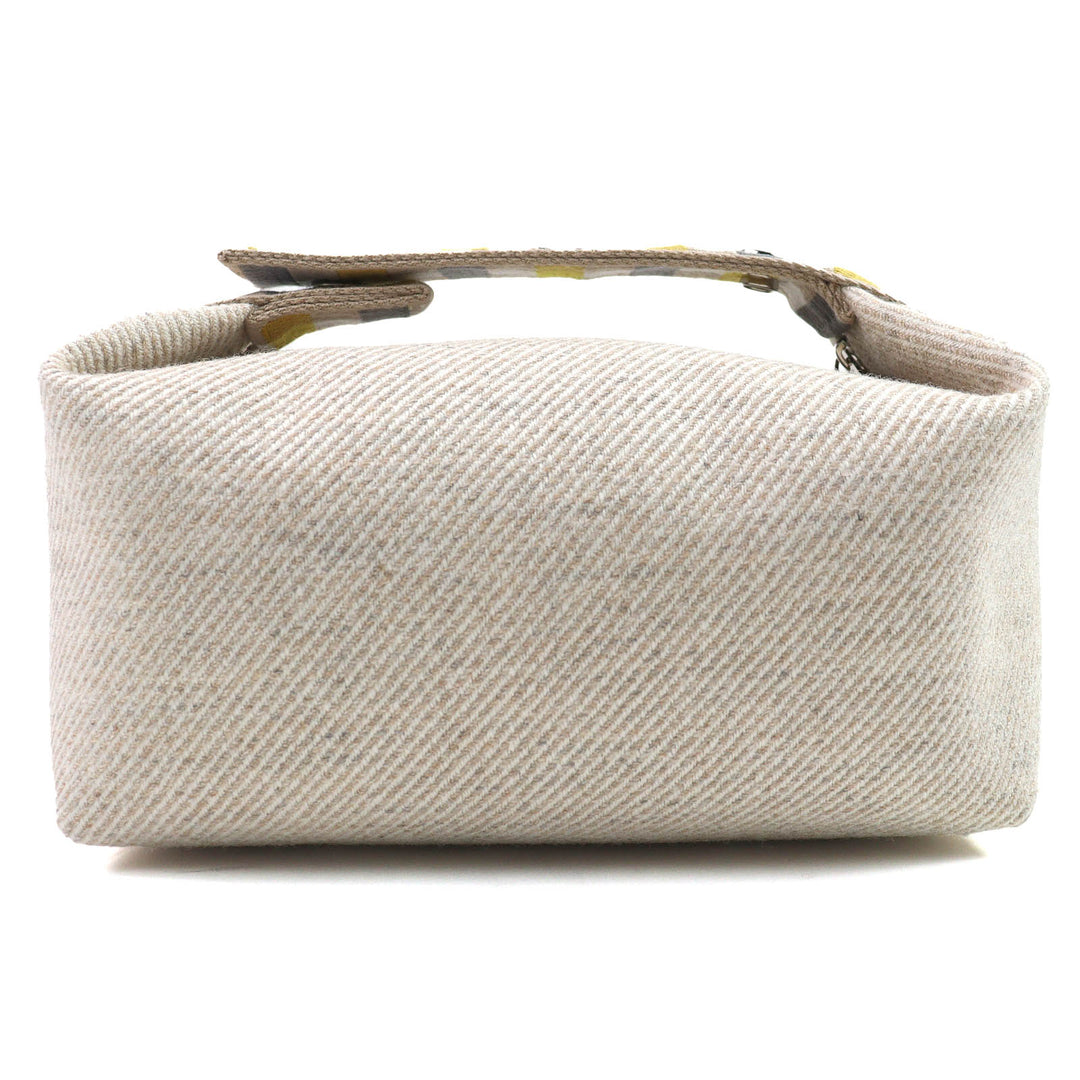 Pristine HERMES Pouch BRIDE A BLACK PM OC Serie Button Handbag wool