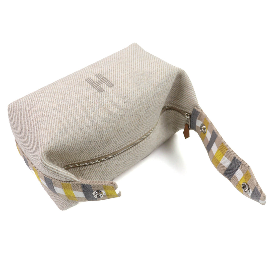 Pristine HERMES Pouch BRIDE A BLACK PM OC Serie Button Handbag wool