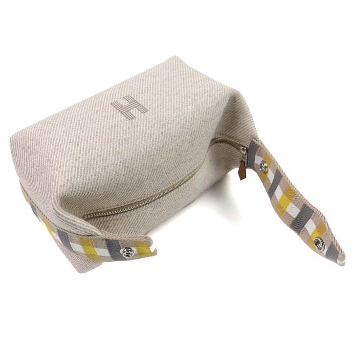 Pristine HERMES Pouch BRIDE A BLACK PM OC Serie Button Handbag wool