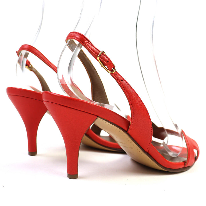 Great HERMES Sandals Night H logo slingback leather Red leather Women 36