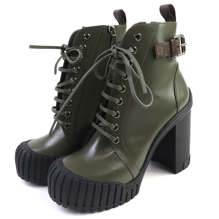 Excellent LOUIS VUITTON Ankle boots Ruby Line Lace-up short boots 37 1ADAQI