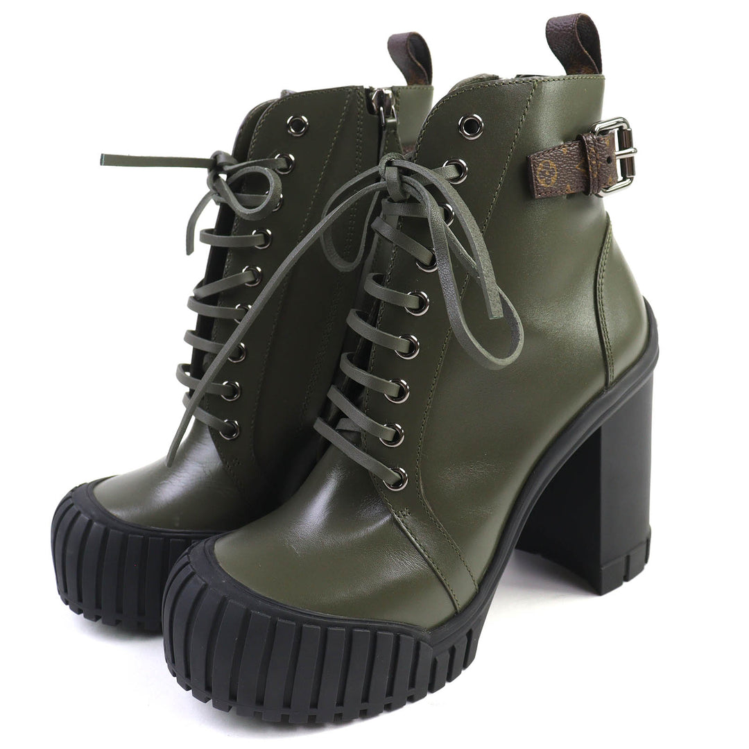 Excellent LOUIS VUITTON Ankle boots Ruby Line Lace-up short boots 37 1ADAQI