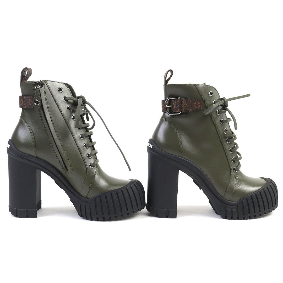 Excellent LOUIS VUITTON Ankle boots Ruby Line Lace-up short boots 37 1ADAQI