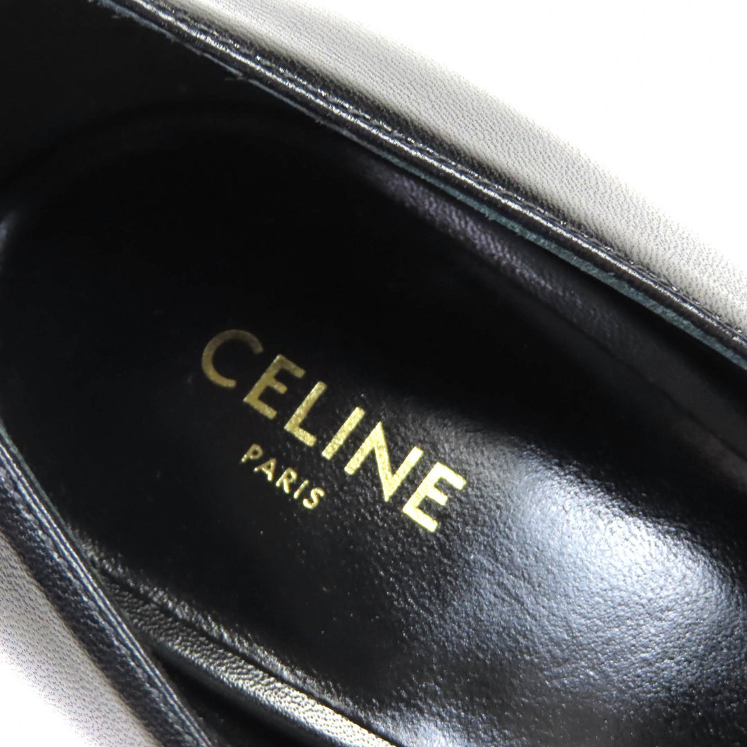 Pristine CELINE pumps Metal-toe leather pumps Black Silver leather Women 35