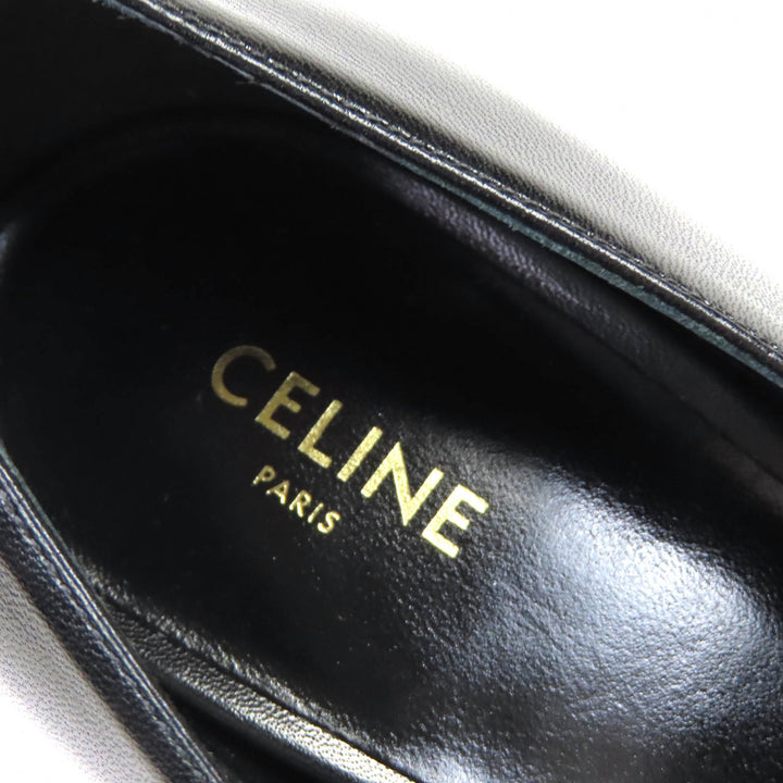 Pristine CELINE pumps Metal-toe leather pumps Black Silver leather Women 35