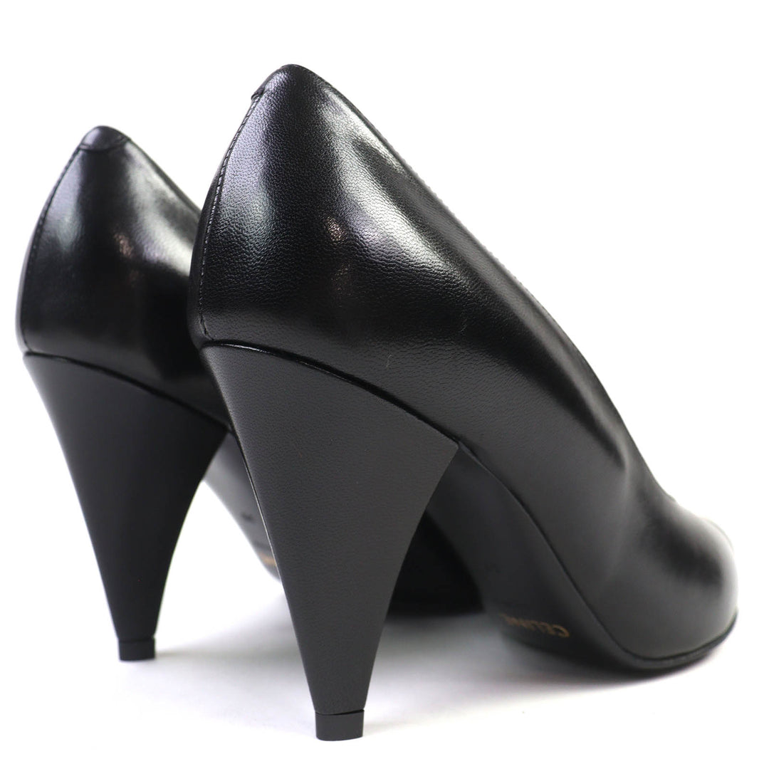 Pristine CELINE pumps Metal-toe leather pumps Black Silver leather Women 35
