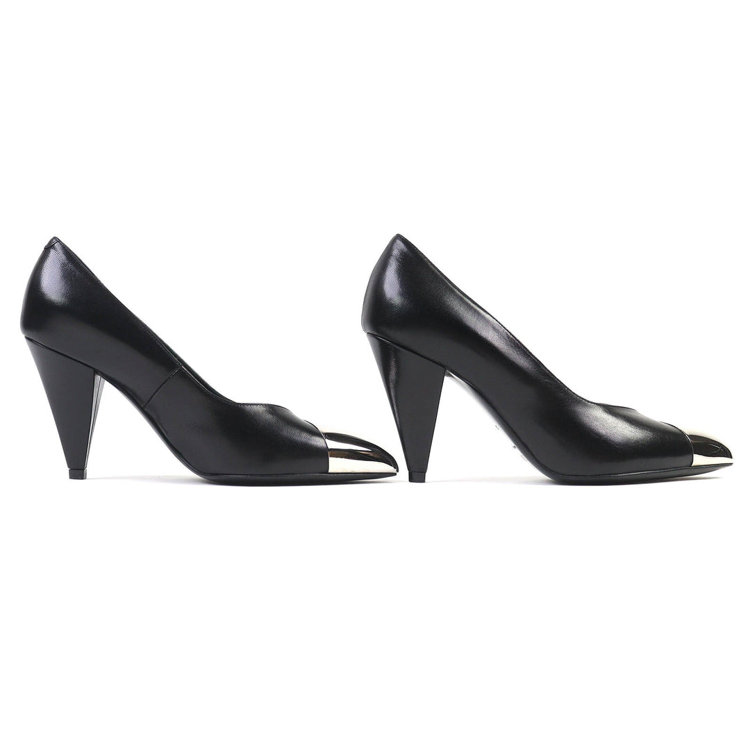 Pristine CELINE pumps Metal-toe leather pumps Black Silver leather Women 35