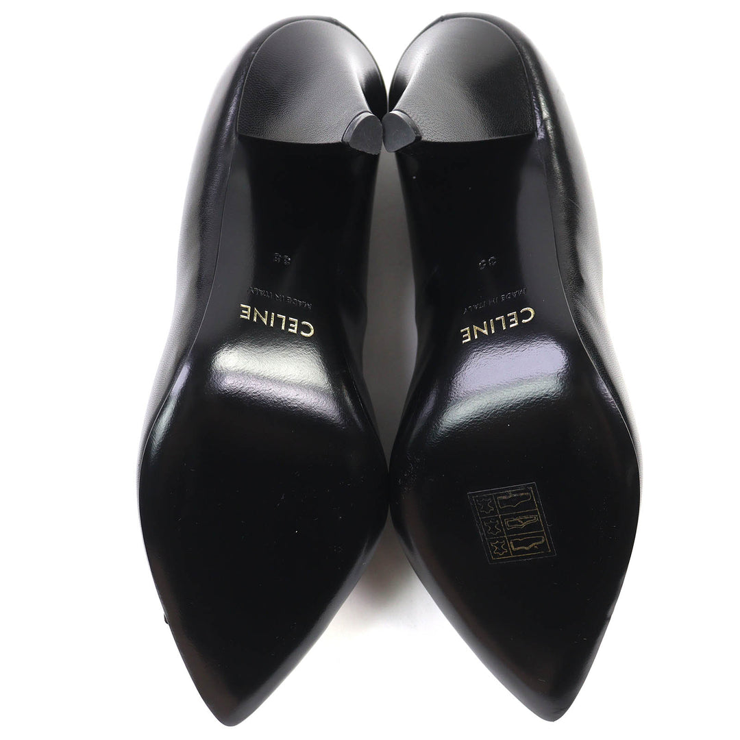 Pristine CELINE pumps Metal-toe leather pumps Black Silver leather Women 35 790810
