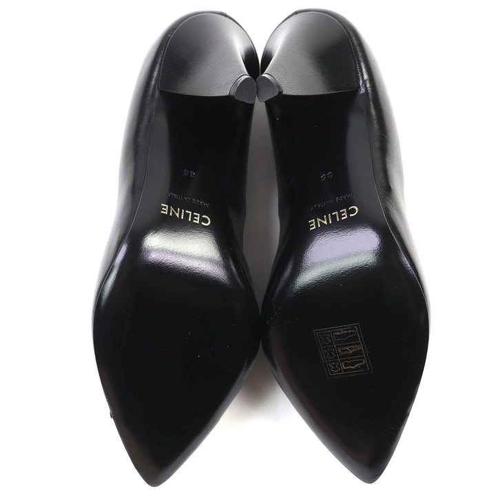 Pristine CELINE pumps Metal-toe leather pumps Black Silver leather Women 35 790810